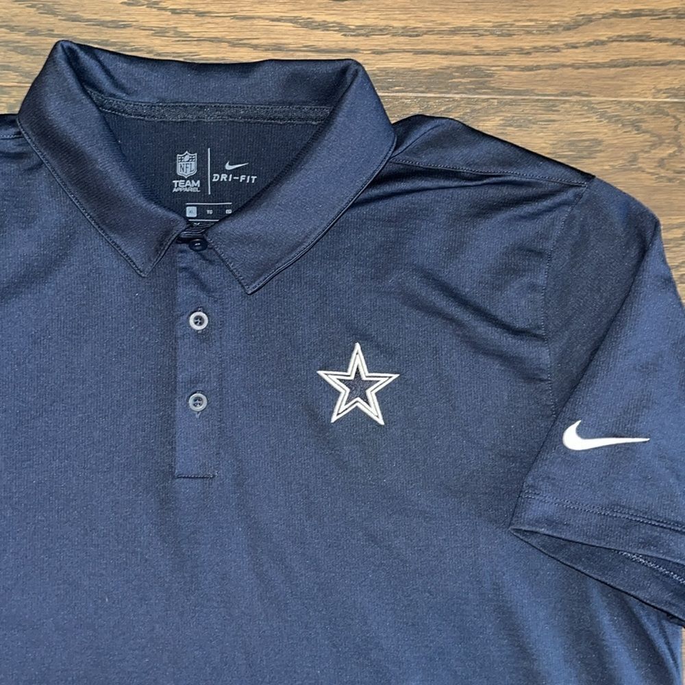 Nike Dri fit Dallas Cowboys Navy Blue Poly Americas Star team Golf Polo Shirt XL